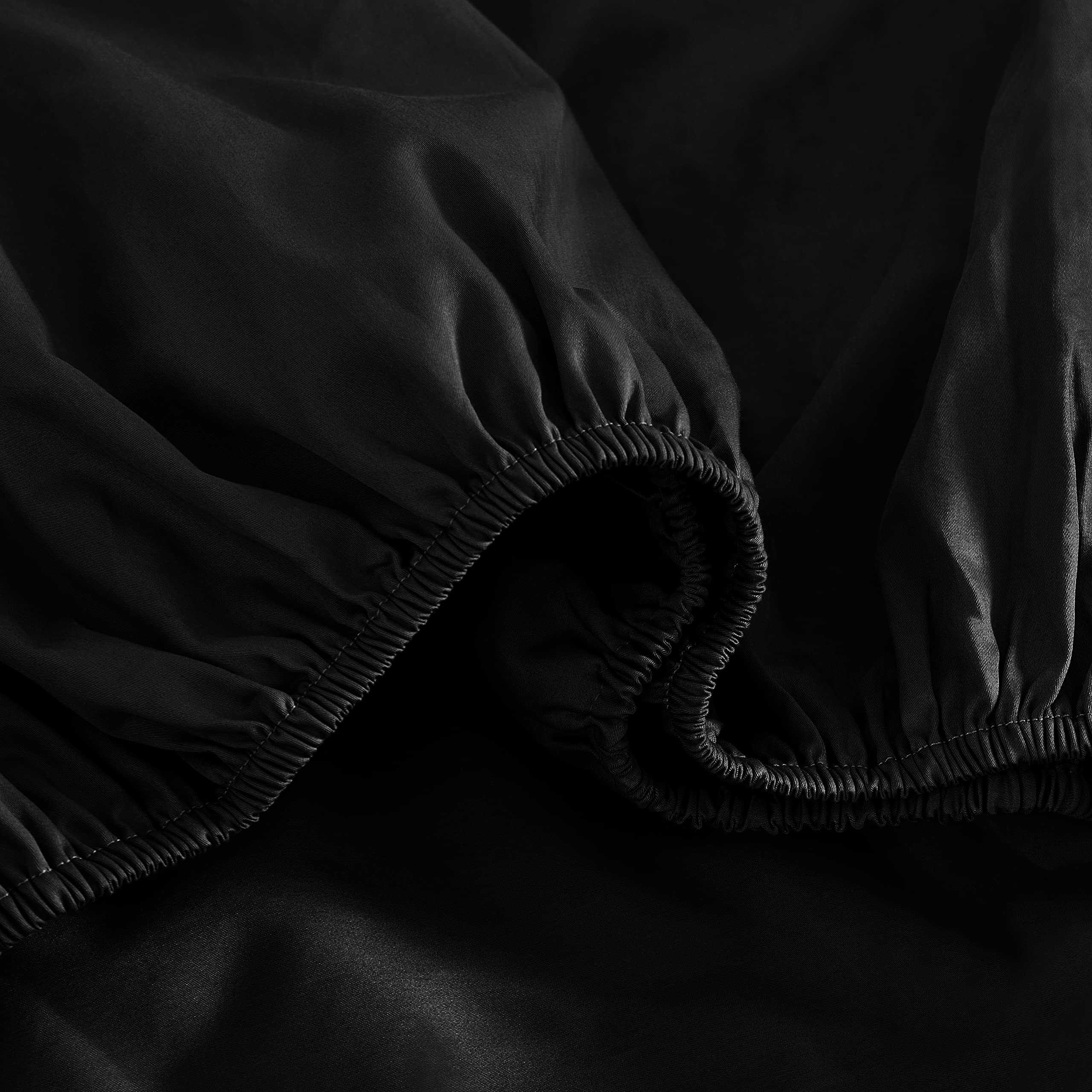 Juego de sábanas de color sólido Eikei Luxury -Negro - Imagen 5