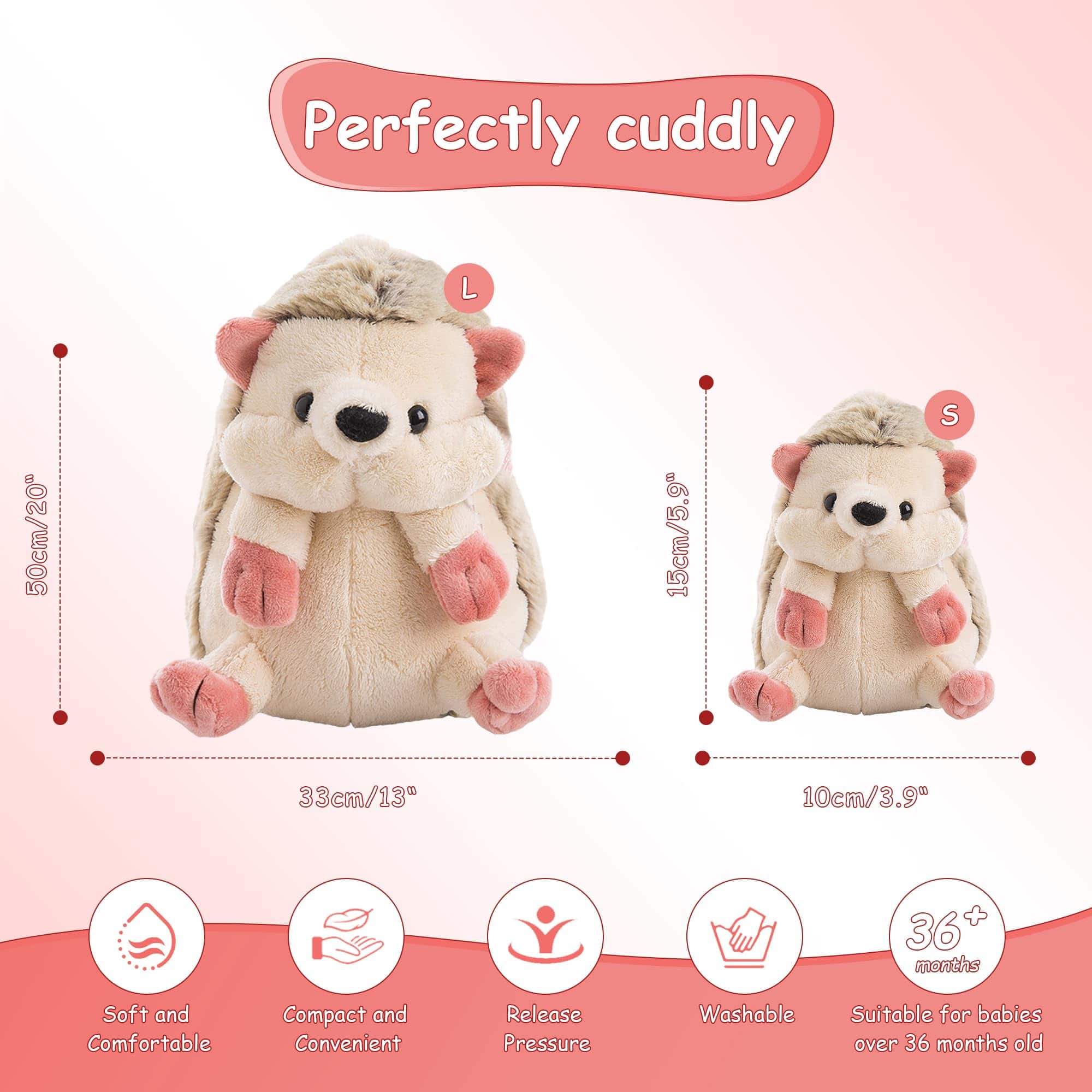 Peluche de Erizo Grande XUO, 13" Suave y Adorable Juguete - Imagen 4