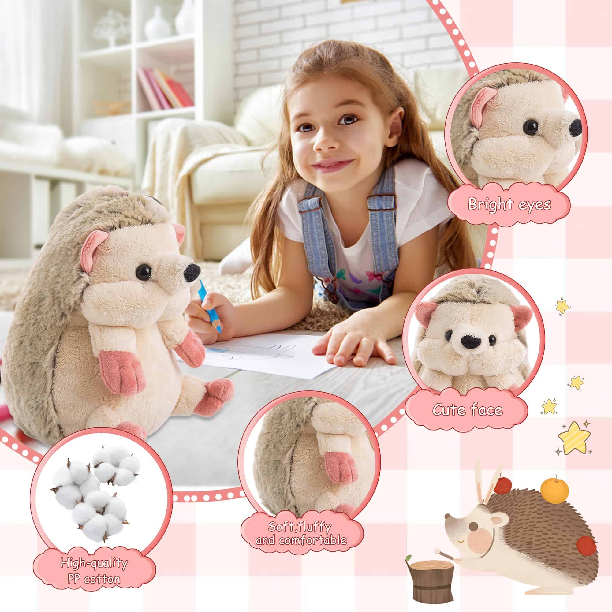 Peluche de Erizo Grande XUO, 13" Suave y Adorable Juguete - Imagen 3