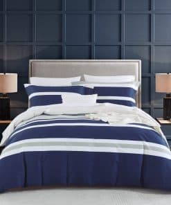 CozyQQ Funda de Edredón a Rayas Queen - 100% Algodón 400TC