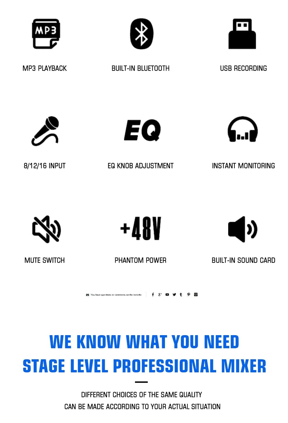 ZRAMO ZM80 Mesa de Mezclas de 8 Canales de Estudio Karaoke - Imagen 5