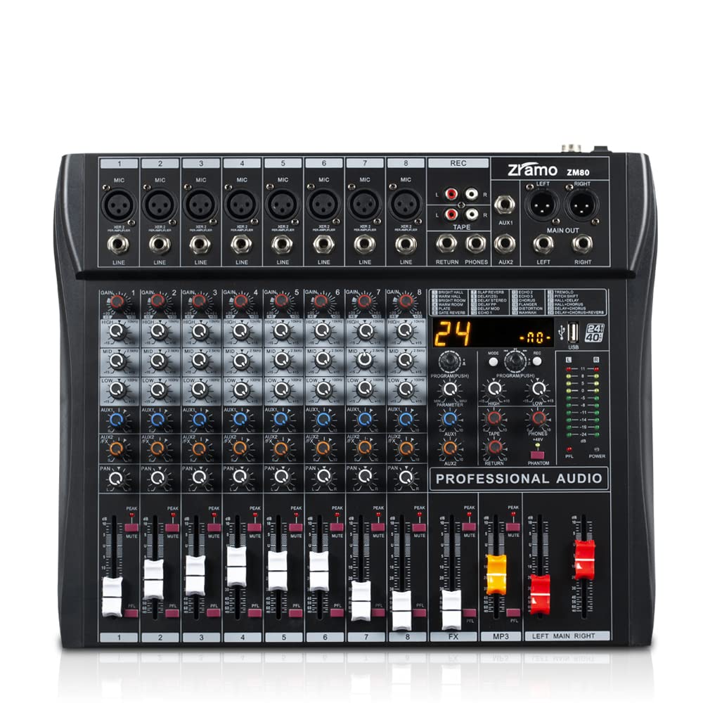 ZRAMO ZM80 Mesa de Mezclas de 8 Canales de Estudio Karaoke