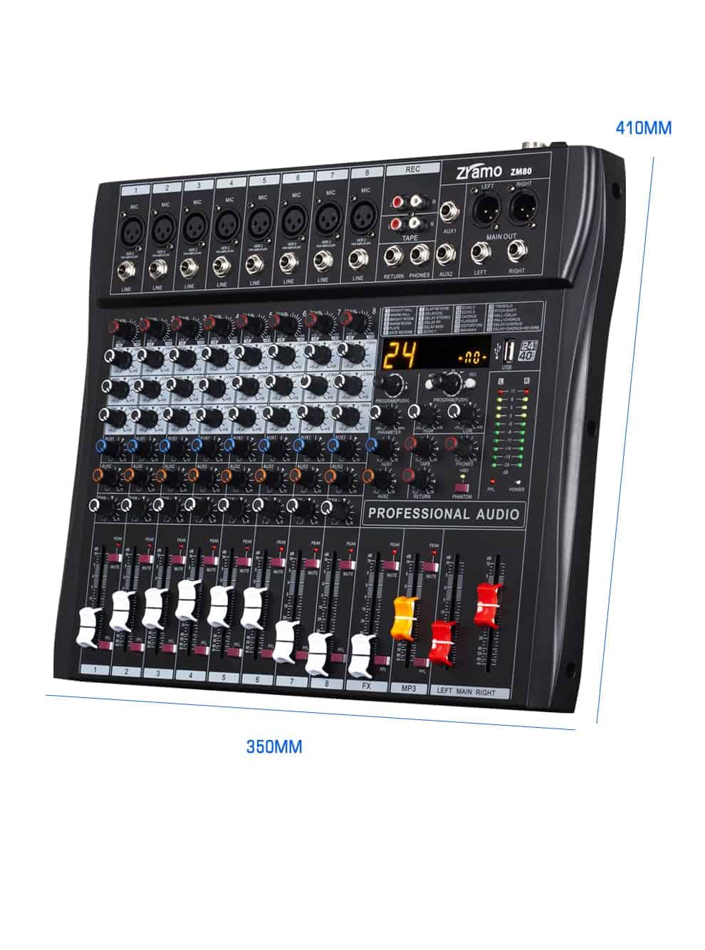 ZRAMO ZM80 Mesa de Mezclas de 8 Canales de Estudio Karaoke - Imagen 3