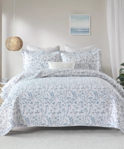 Juego de Edredón King Size SahSahCasa, -Blanco/Azul