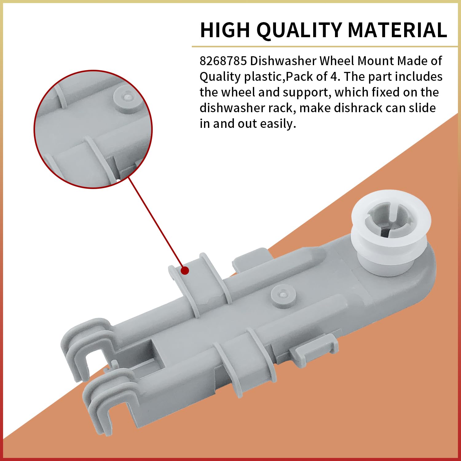 4 piezas 8268785 Rueda de Rack Superior de Lavavajillas - Imagen 4