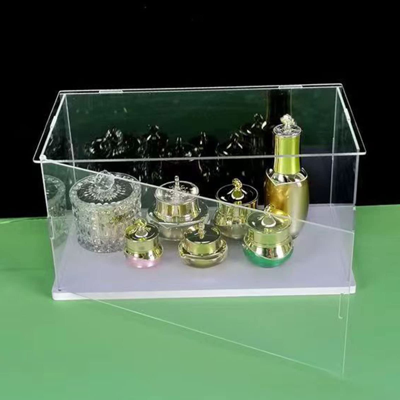 Vitrina Acrílica Transparente con Base Blanca - Caja de