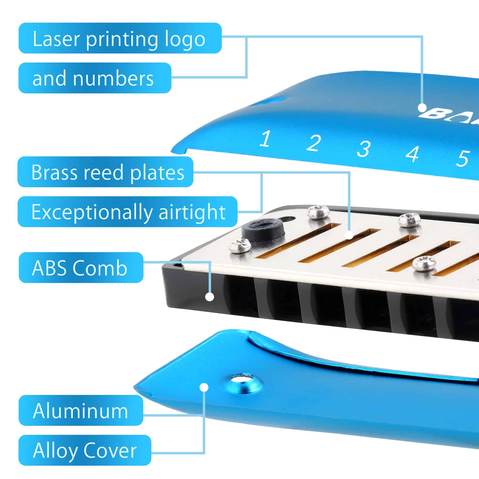 Set de Armónicas BabyFat, Armónica de 7 Agujeros Lindas - Imagen 3