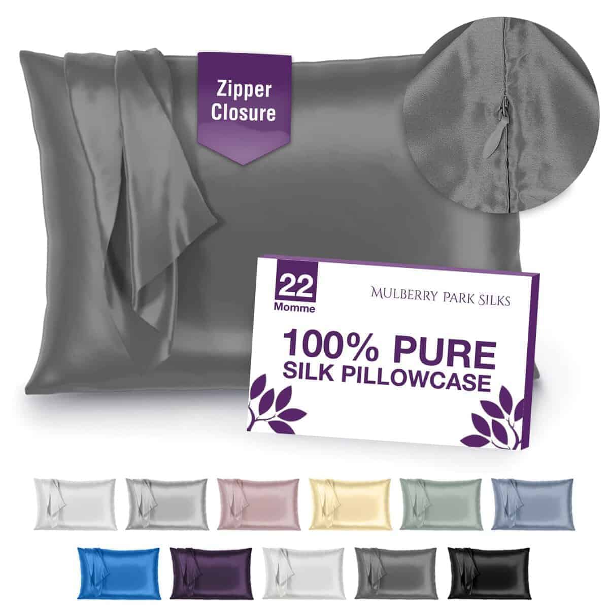 Funda de Almohada de Seda 100% Mulberry Park -Gunmetal