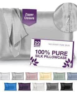 Funda de Almohada de Seda 100% de Mulberry Park -Plata