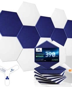 Paneles Acústicos Autoadhesivos Dexmoko -Blanco y Azul Oscur