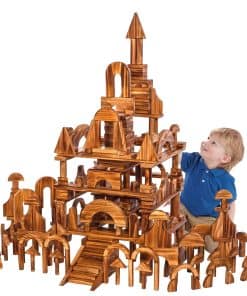 Conjunto de bloques de construcción vintage de madera