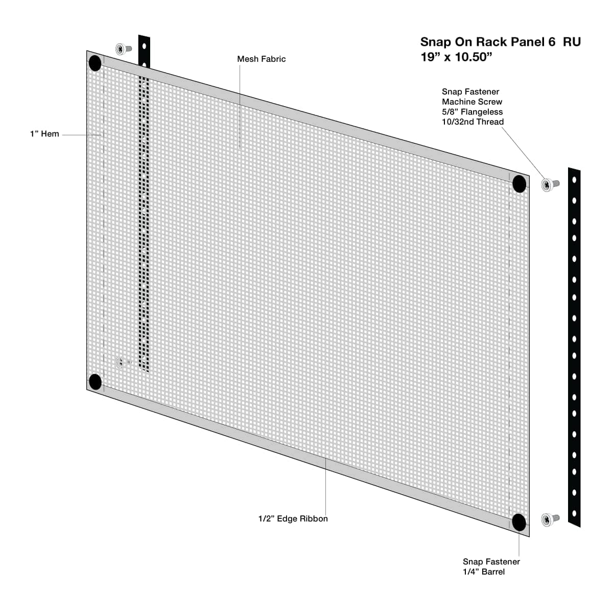 Panel de Rejilla de Montaje en Rack Snap-On de 6U con - Imagen 5