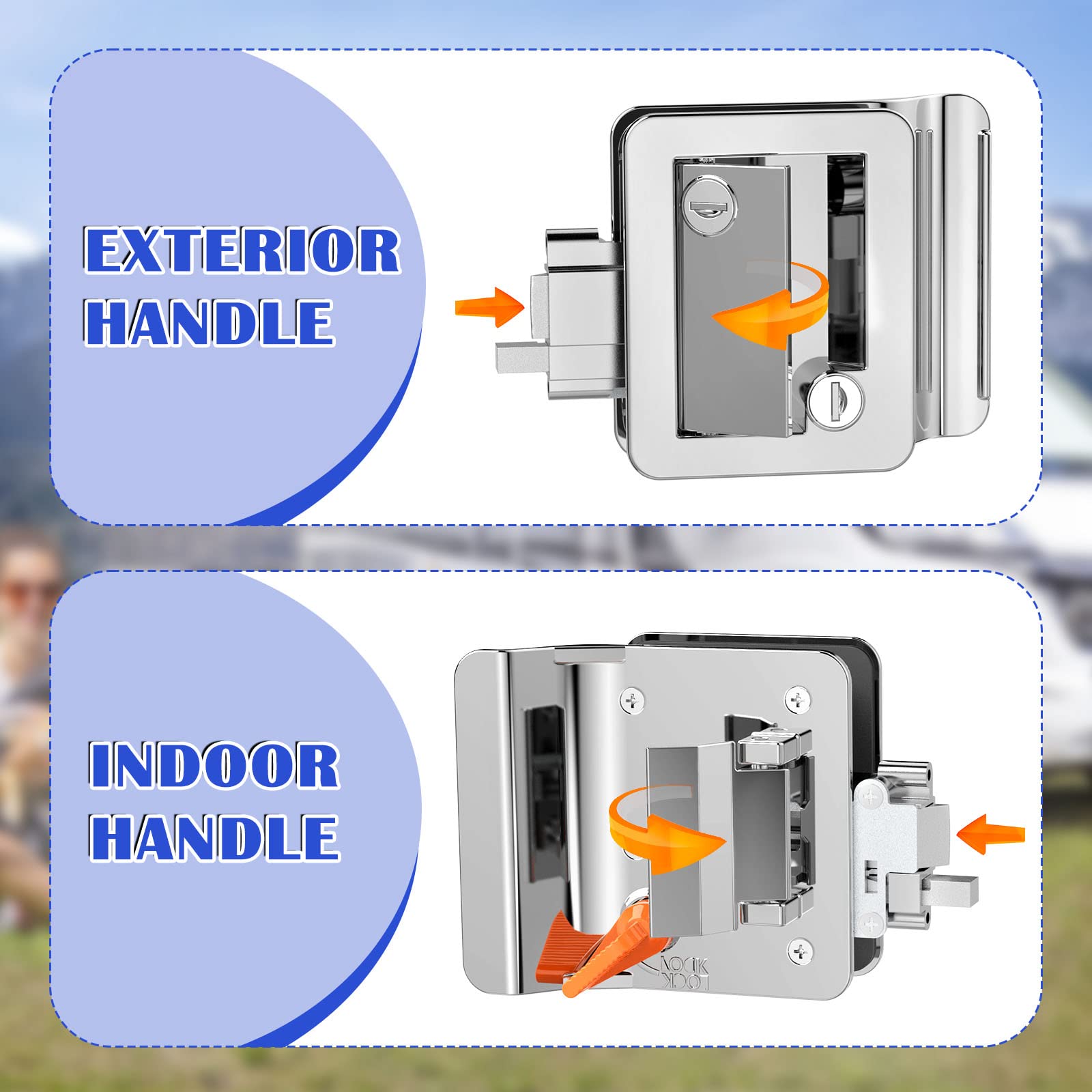 Conjunto de 2 cerraduras de puerta para RV de cromo - Imagen 5