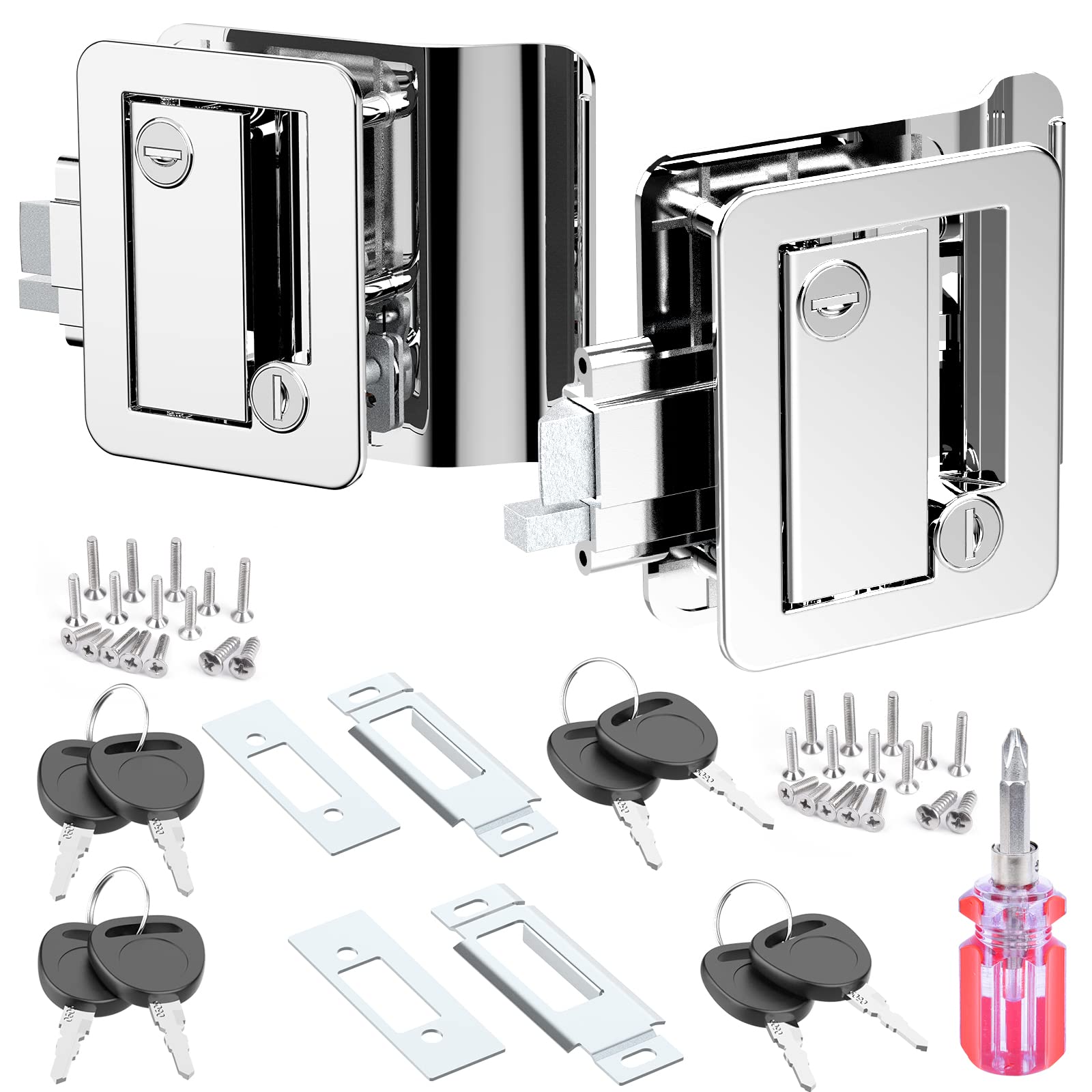 Conjunto de 2 cerraduras de puerta para RV de cromo