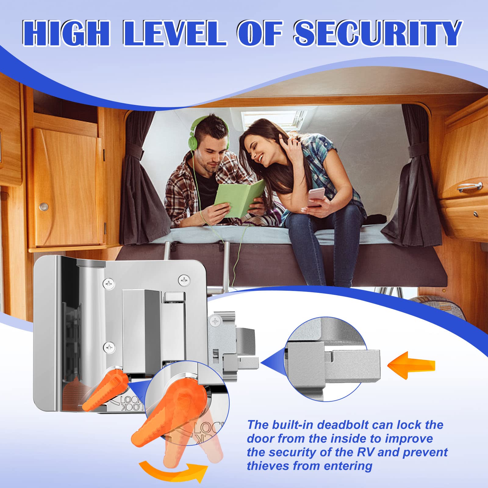 Conjunto de 2 cerraduras de puerta para RV de cromo - Imagen 6