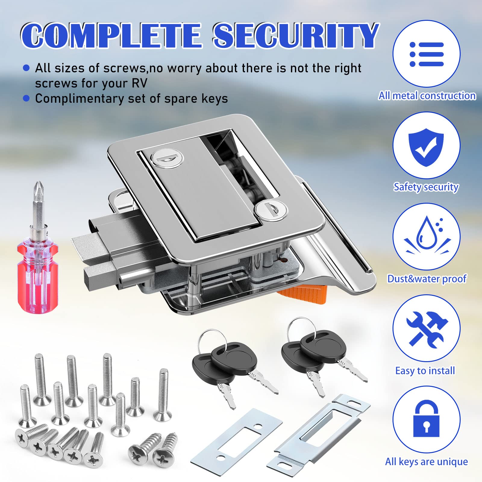Conjunto de 2 cerraduras de puerta para RV de cromo - Imagen 4