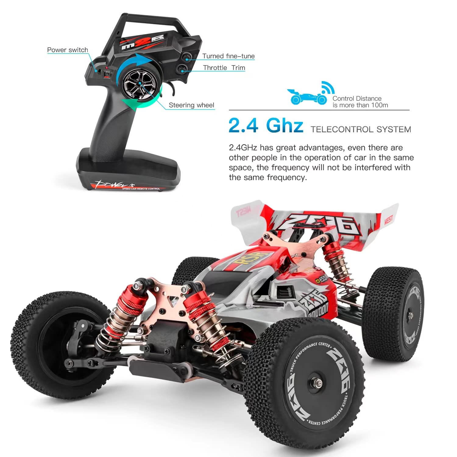 Auto Care Wltoys RC Car 144001, Batería Actualizada de - Imagen 3