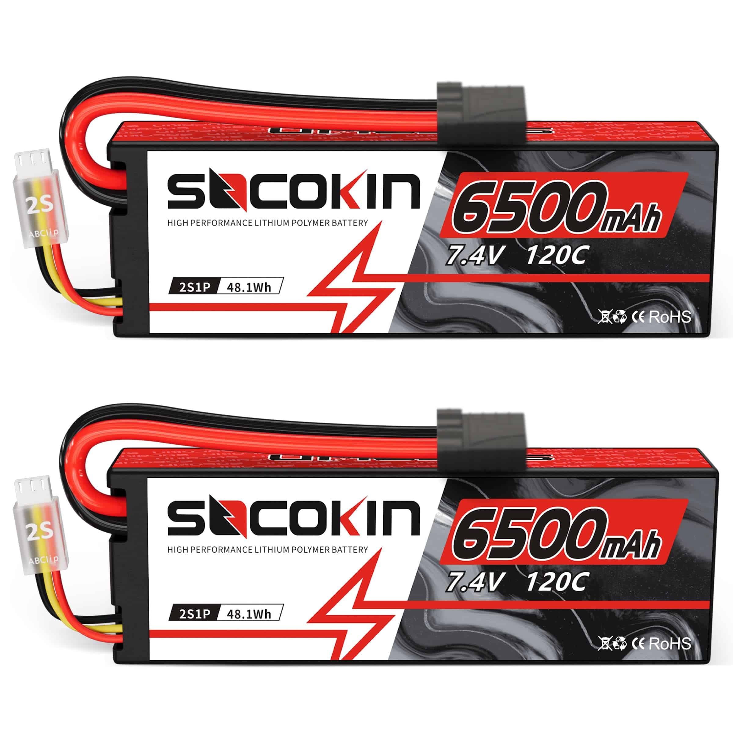 Batería Lipo Socokin 2S 7.4V 6500mAh 120C con Caja Dura y - Imagen 8