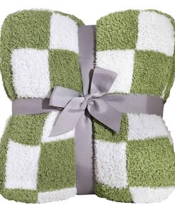 Manta a cuadros Panku, ultra suave manta verde a cuadros,