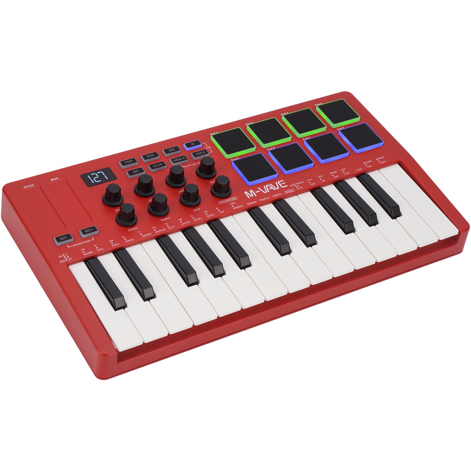 Controlador de Teclado MIDI USB M-WAVE de 25 Teclas con 8