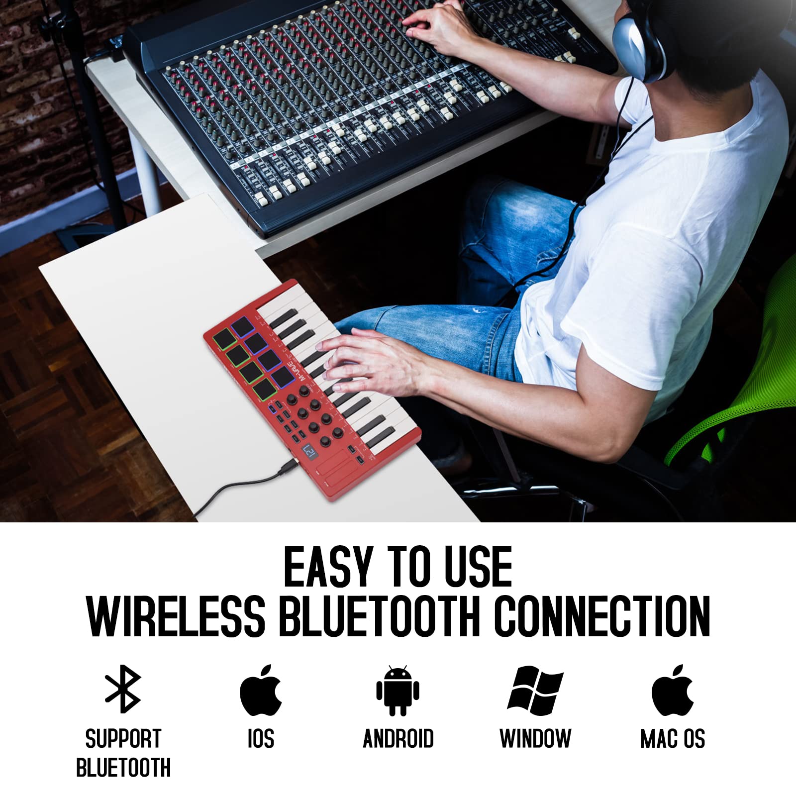 Controlador de Teclado MIDI USB M-WAVE de 25 Teclas con 8 - Imagen 5