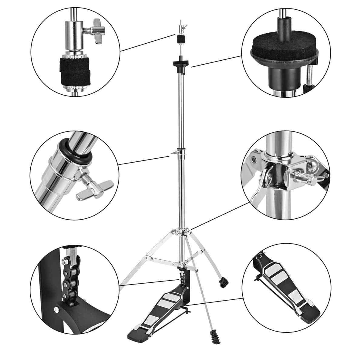Soporte de Hi-Hat para Batería, Doble Barra en 3 Patas - Imagen 4