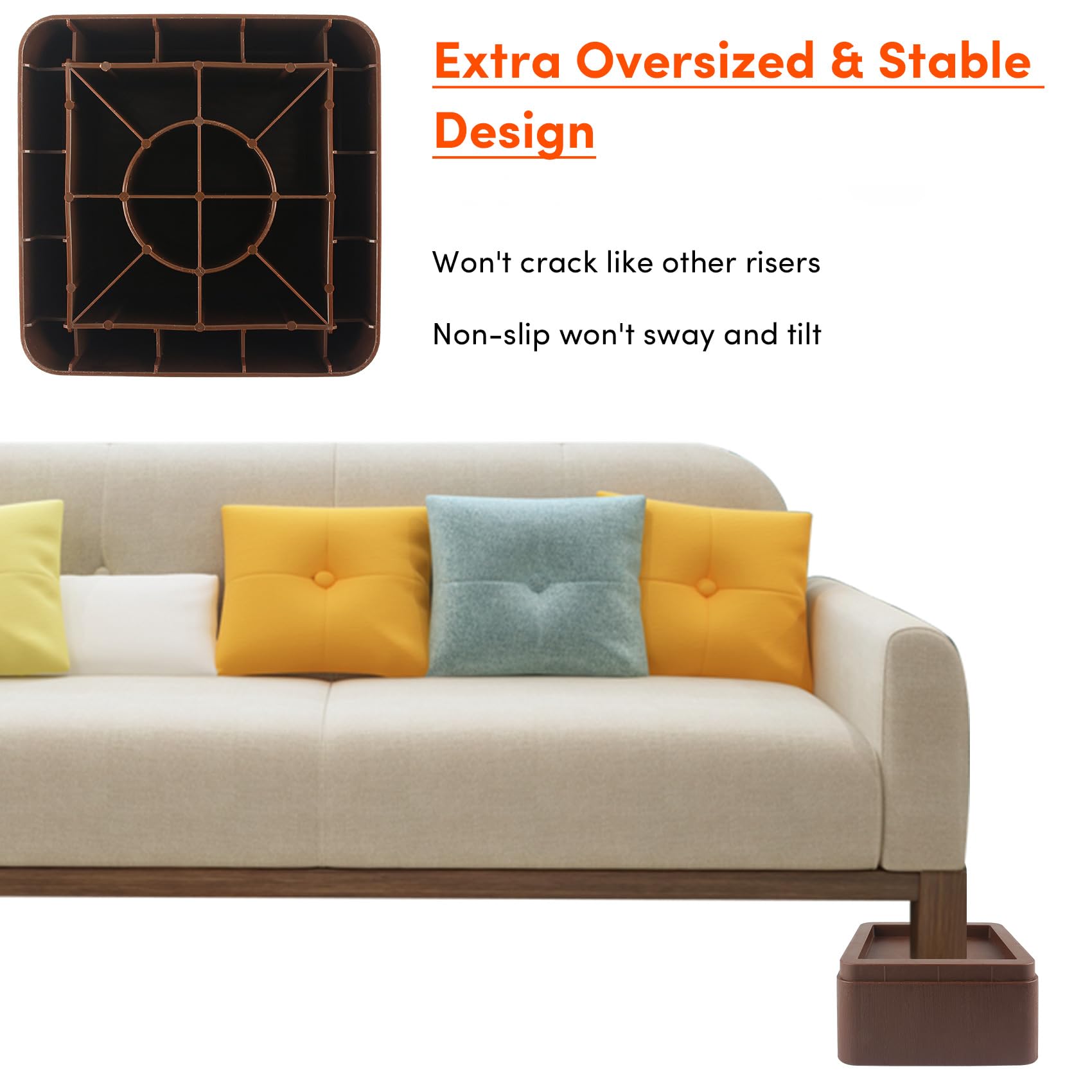 Elevadores de Cama Oversized DEDU Pack de 8 Resistente - Imagen 6