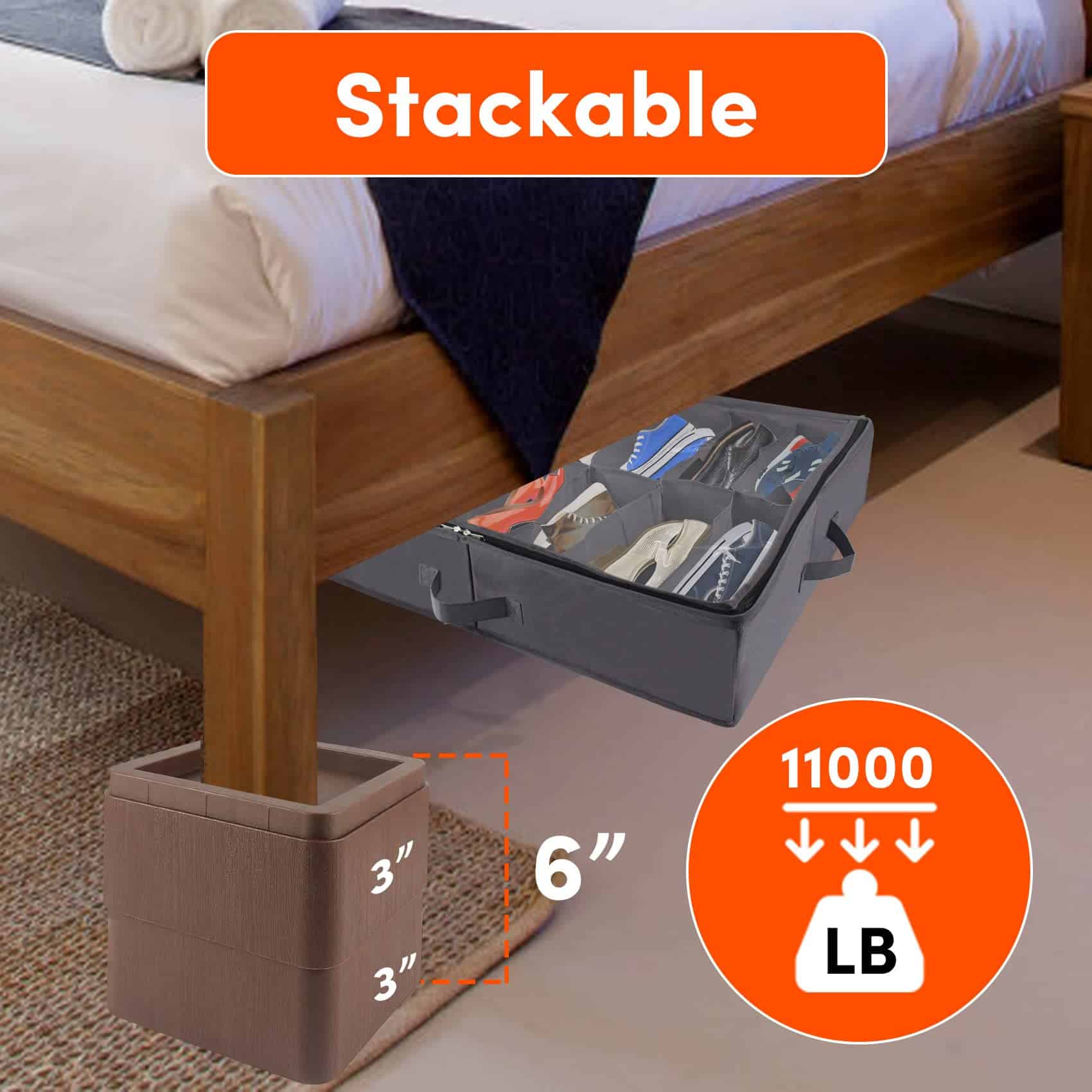 Juego de 8 Elevadores de Cama Sobredimensionados DEDU, - Imagen 8