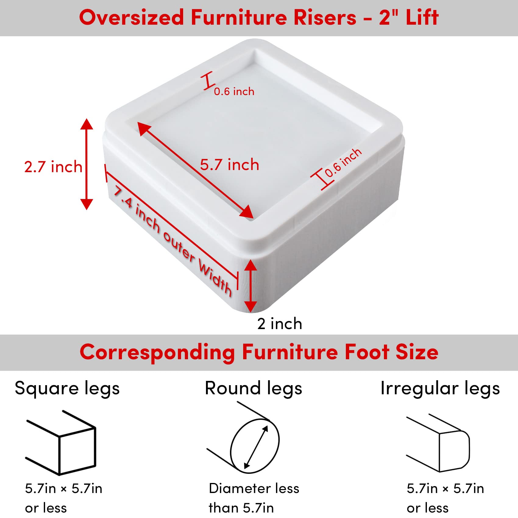 DEDU Elevadores de cama extragrandes de alta resistencia - Imagen 3