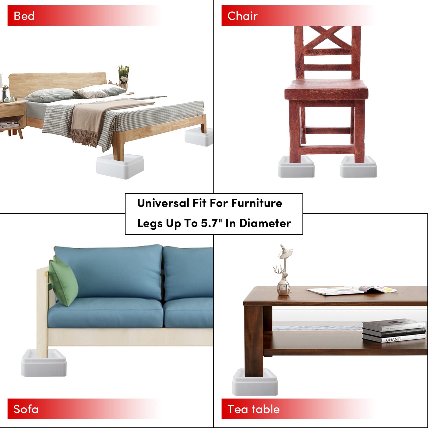 DEDU Elevadores de cama extragrandes de alta resistencia - Imagen 7