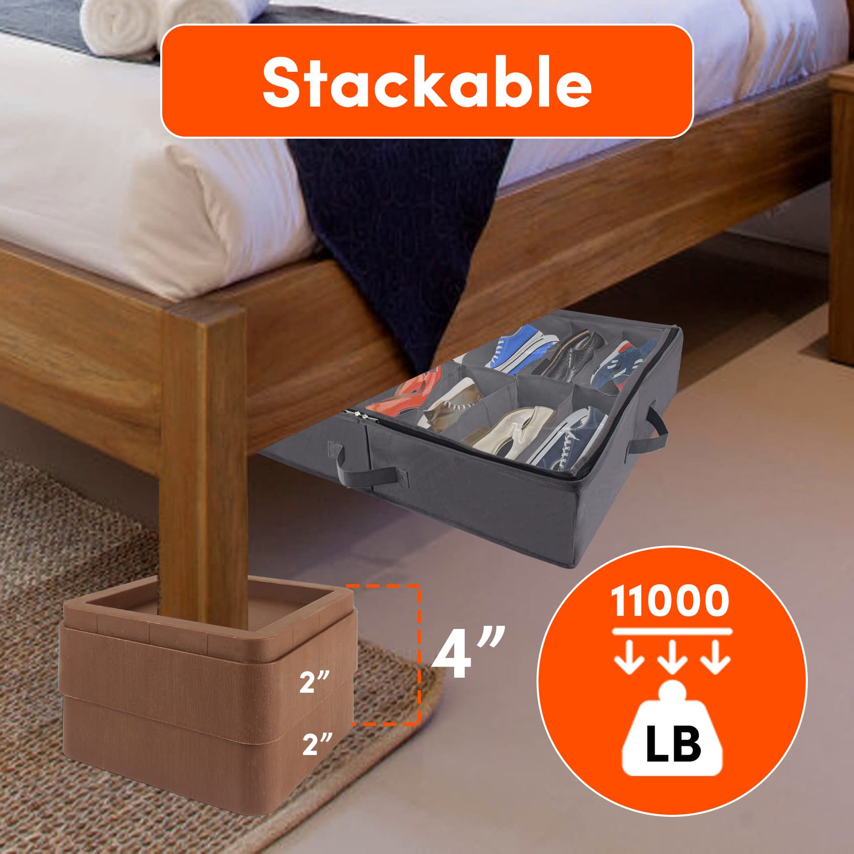 Elevadores de Cama Oversized DEDU Pack de 8 Resistente - Imagen 8