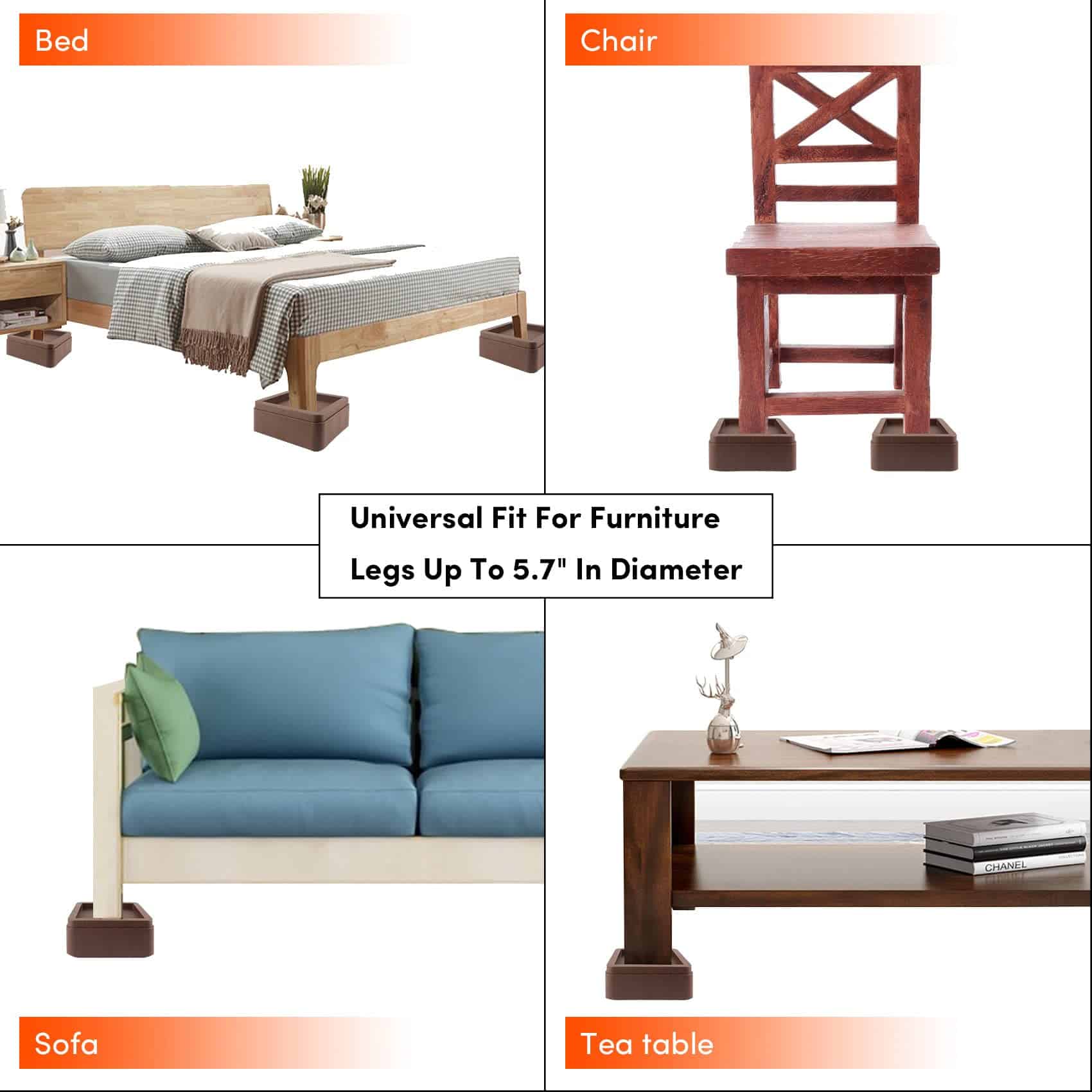 Elevadores de Cama Oversized DEDU Pack de 8 Resistente - Imagen 7