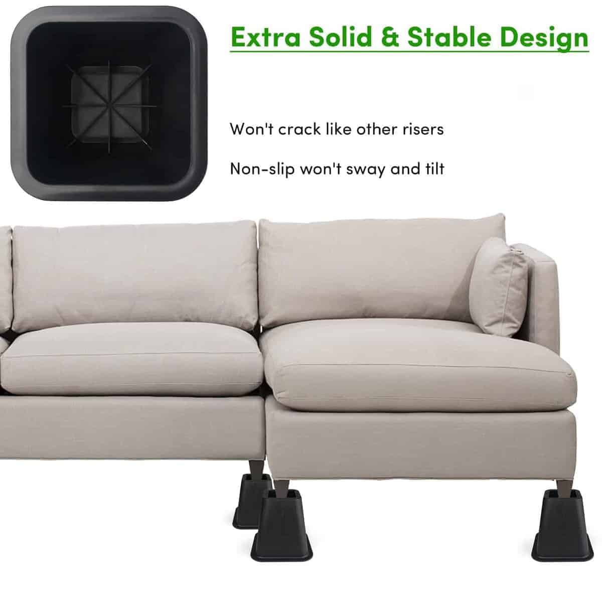 Juego de 9 Elevadores de Cama de 6 Pulgadas DEDU, - Imagen 6