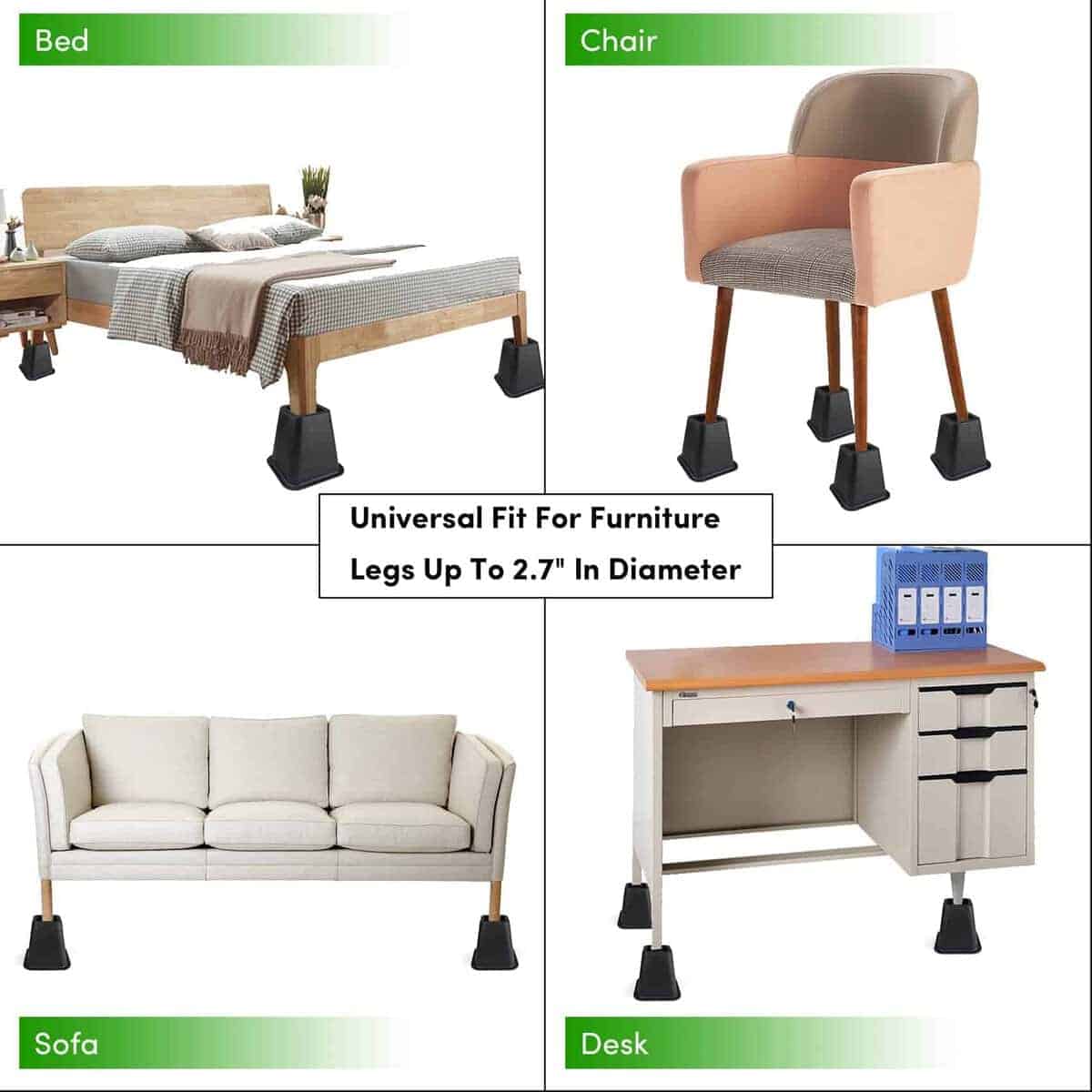 Juego de 9 Elevadores de Cama de 6 Pulgadas DEDU, - Imagen 7