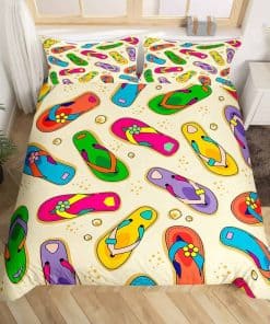 Juego de Funda Nórdica con Chanclas Coloridas Gemelas