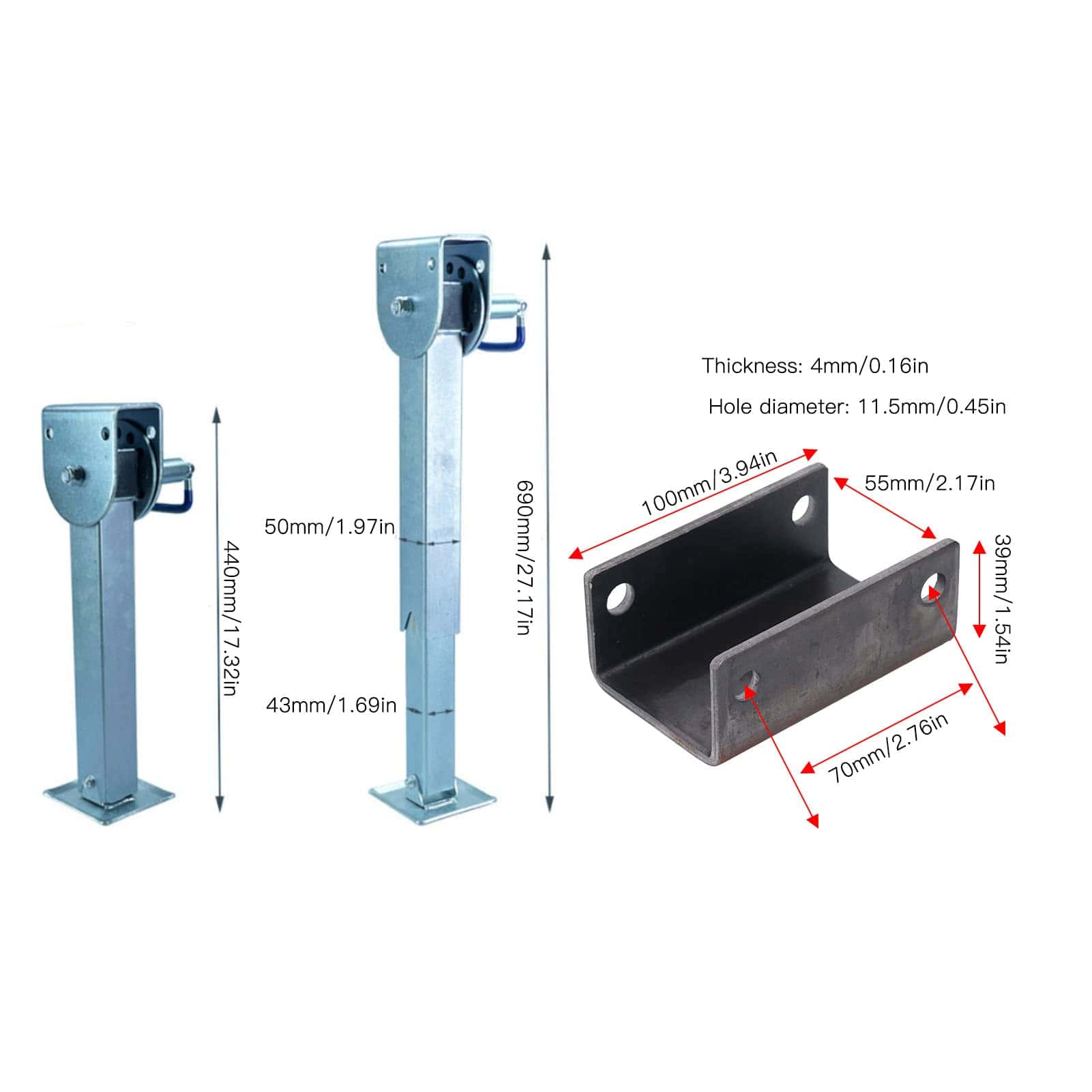 Soporte de Gato para Remolque, Soporte Telescópico para RV - Imagen 4