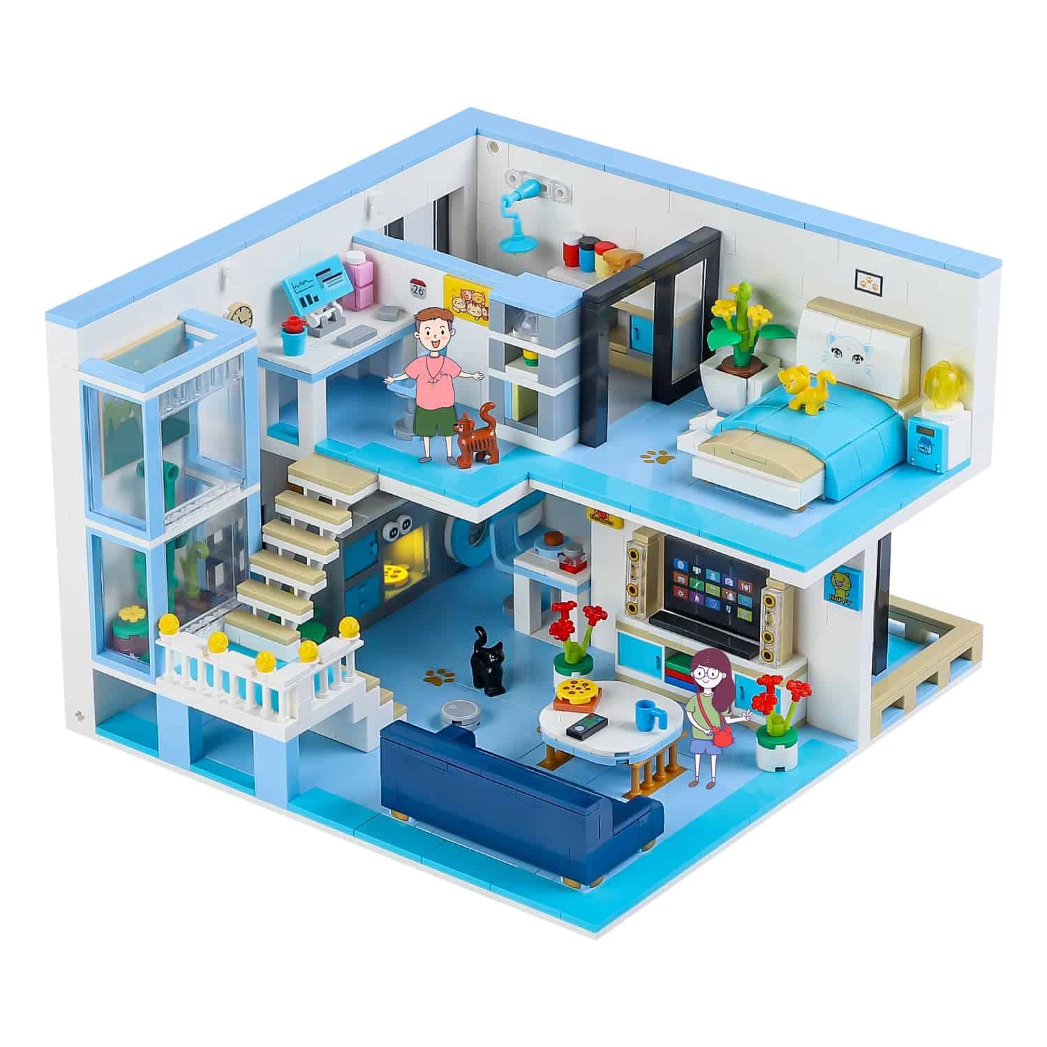 Conjunto de Bloques de Construcción PinkBee Friends Duplex
