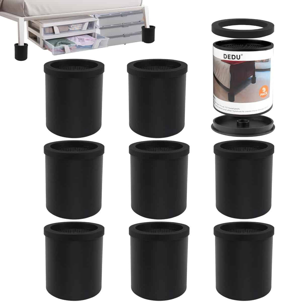 Elevadores de cama de 4 pulgadas DEDU 9 paquete, Elevadores