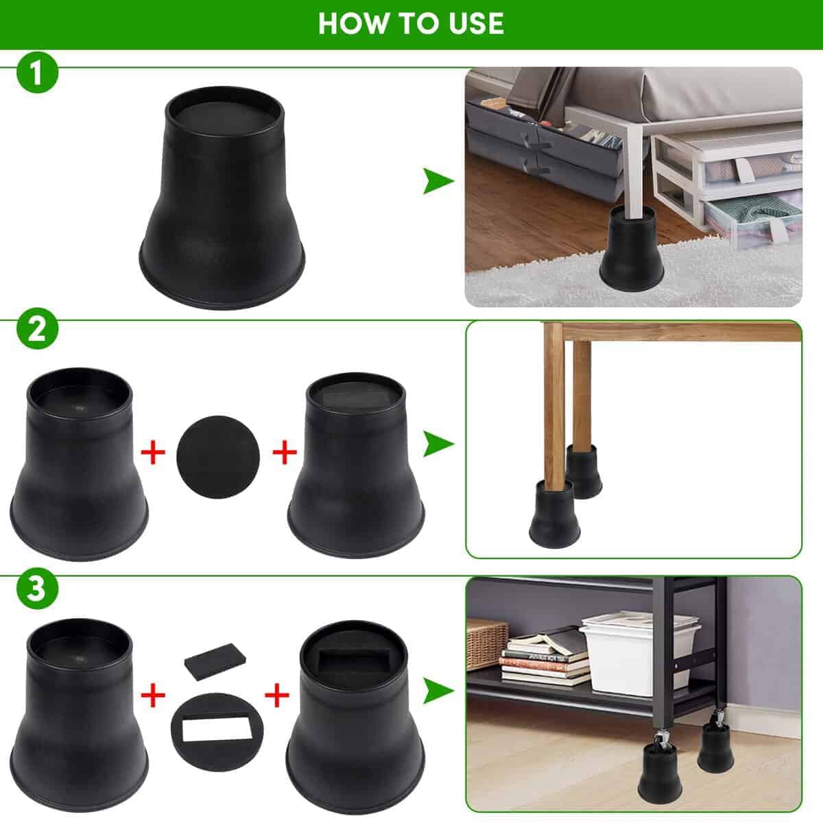 Elevadores de Cama con Ruedas de 6 Pulgadas 9 Pack - - Imagen 8