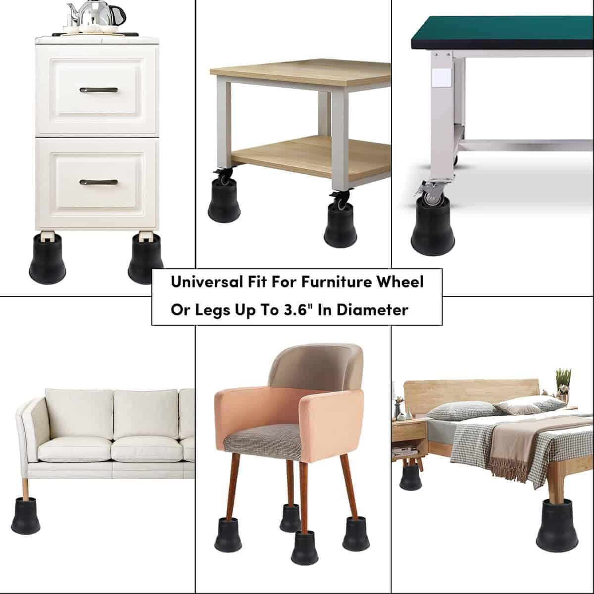 Elevadores de Cama con Ruedas de 6 Pulgadas 9 Pack - - Imagen 7