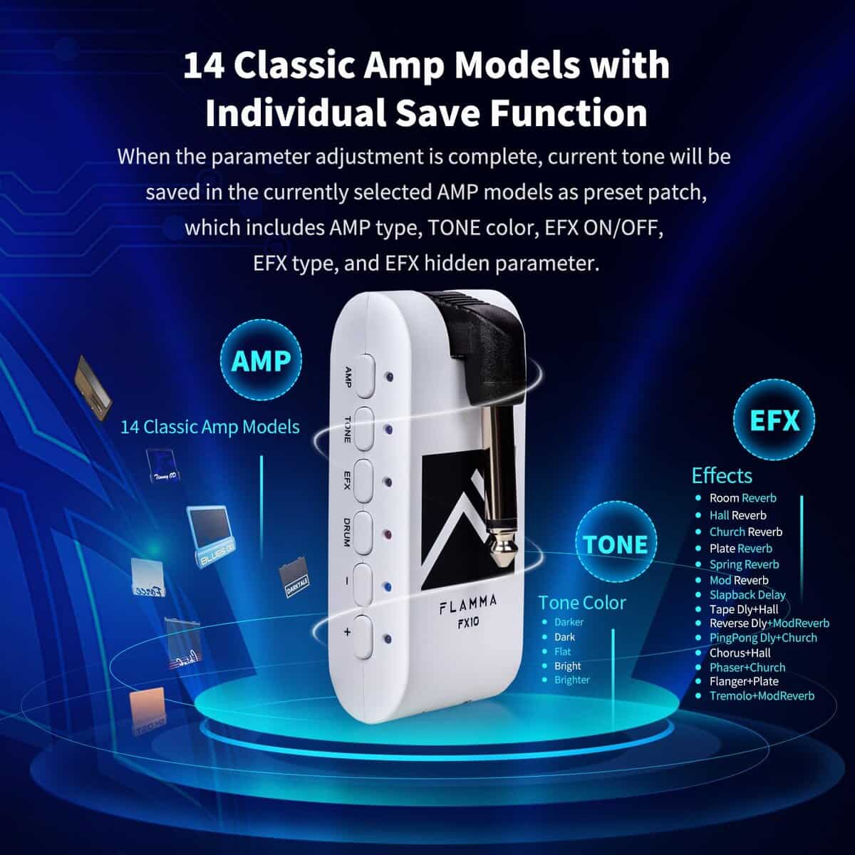 Amplificador de auriculares para guitarra portátil FLAMMA - Imagen 4