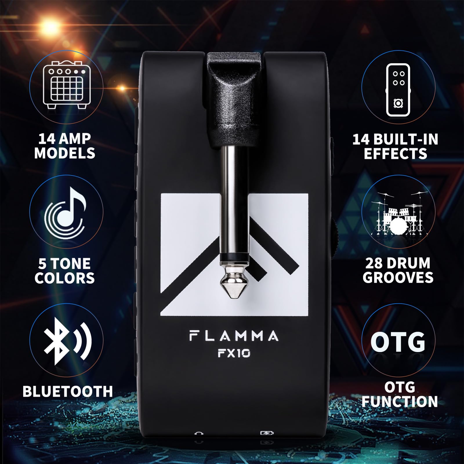 Amplificador de Auriculares de Guitarra Portátil FLAMMA con - Imagen 3