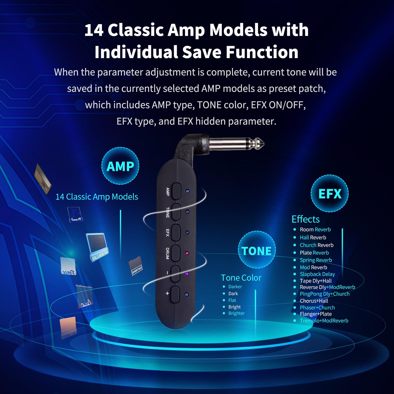 Amplificador de Auriculares de Guitarra Portátil FLAMMA con - Imagen 4