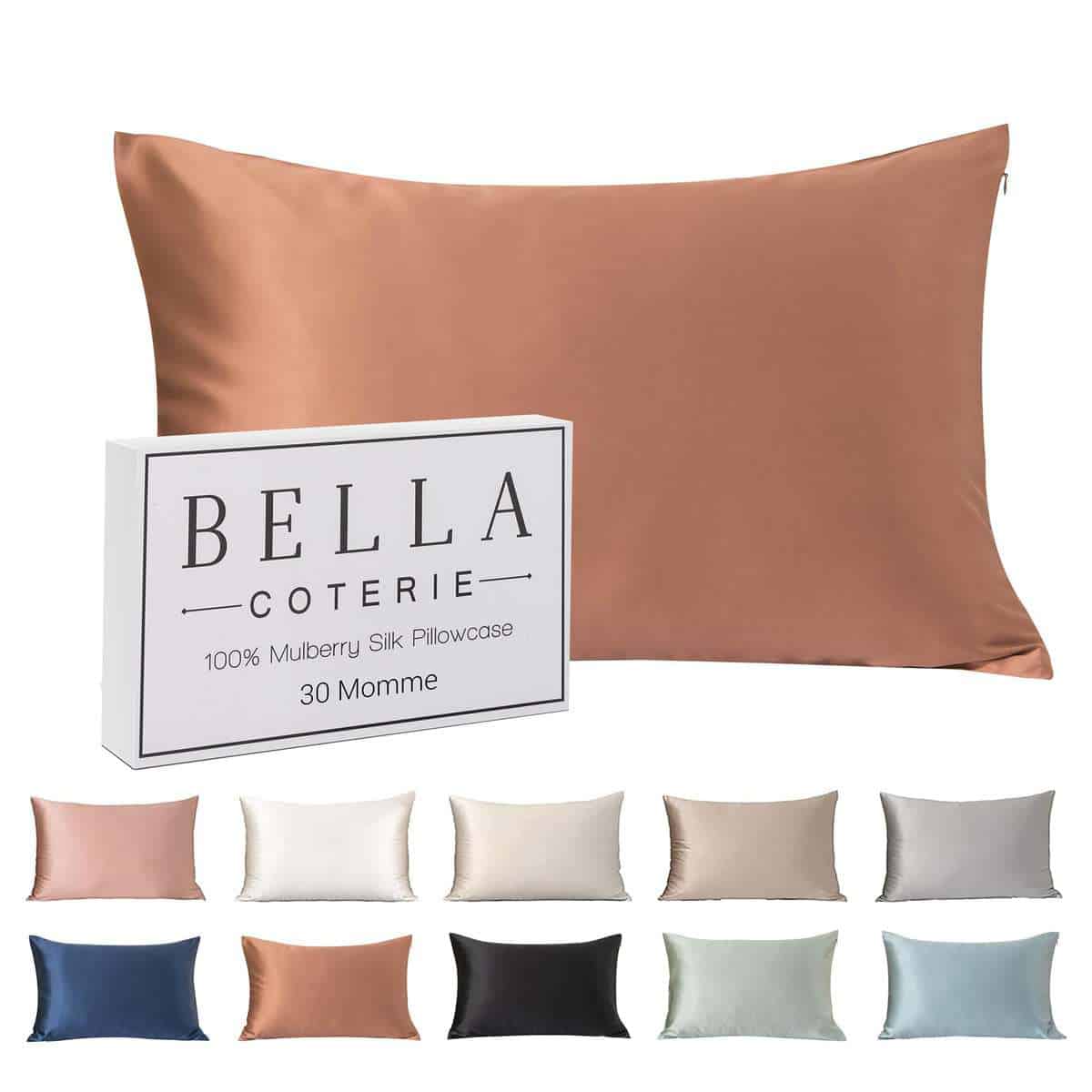 Funda de Almohada de Seda de Lujo Bella -Marrón Rosado