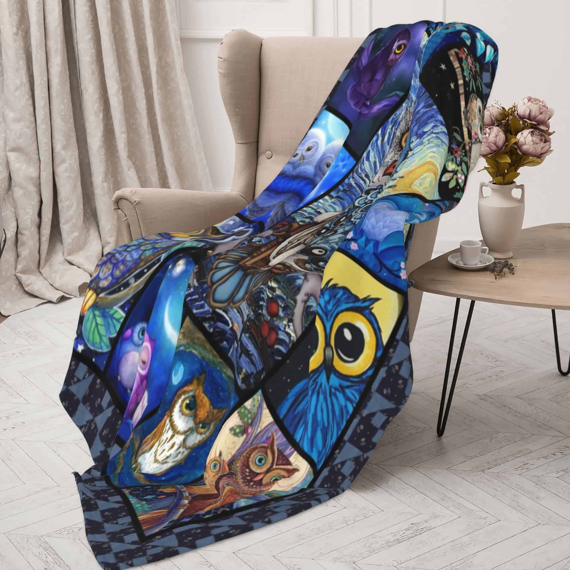 Manta con Tema de Búho para Mujeres, Manta de Felpa, 80*60 - Imagen 8