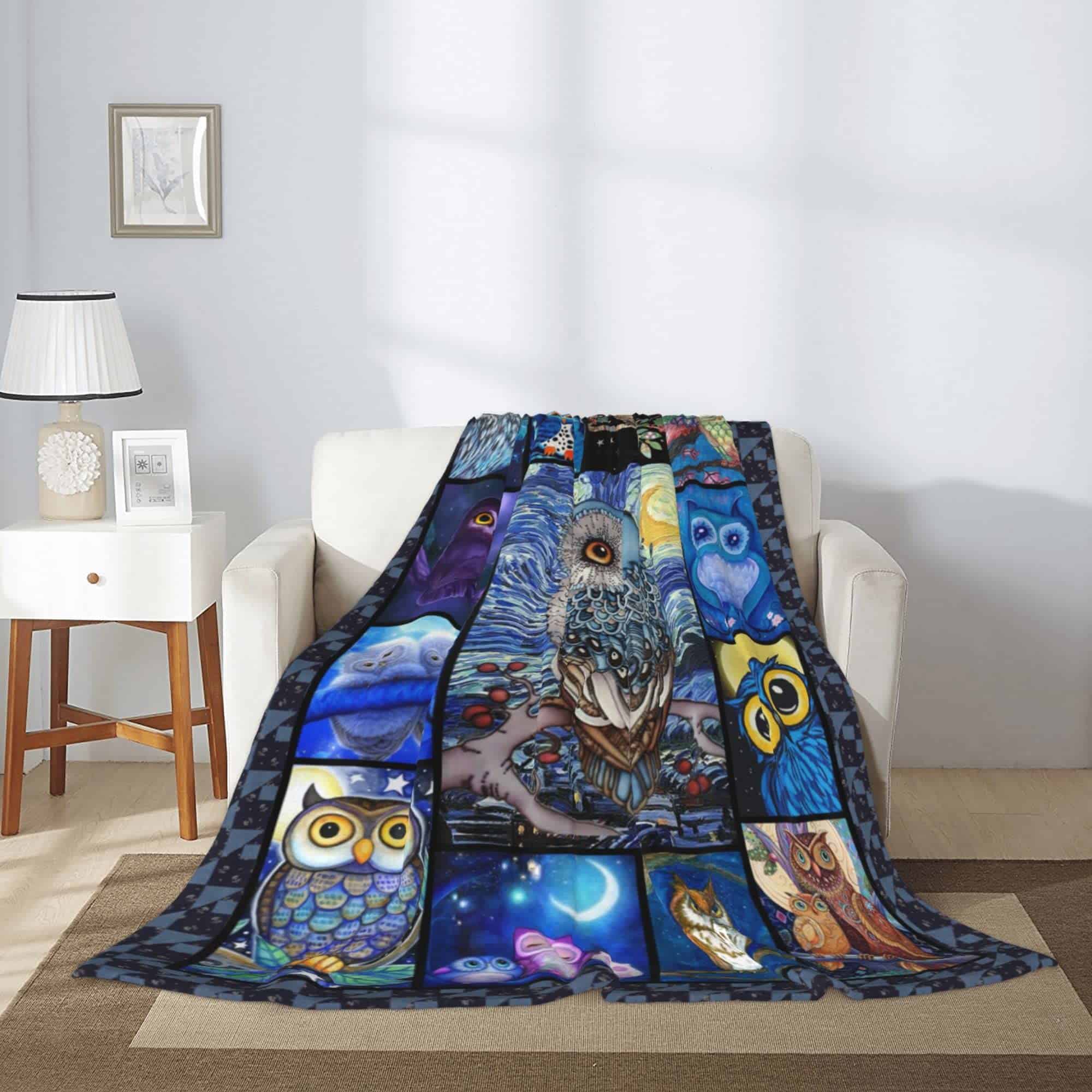 Manta con Tema de Búho para Mujeres, Manta de Felpa, 80*60 - Imagen 7