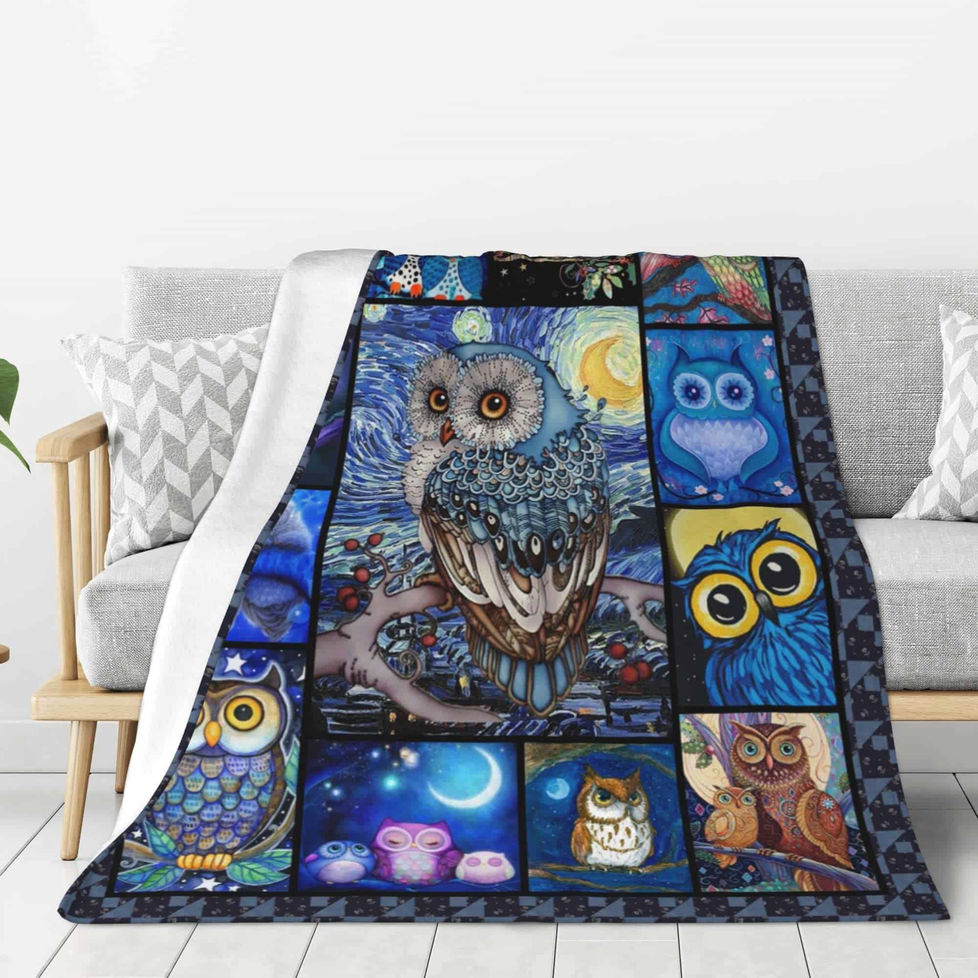 Manta con Tema de Búho para Mujeres, Manta de Felpa, 80*60 - Imagen 4