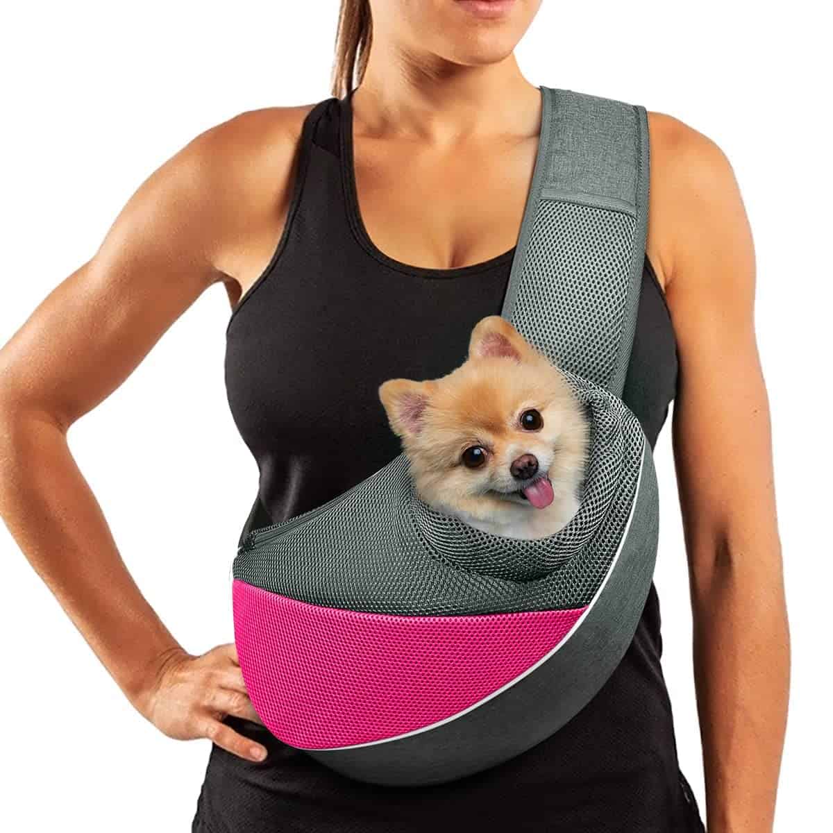 AOFOOK Dog Sling Carrier Anti - Pinch Hair Adjustable