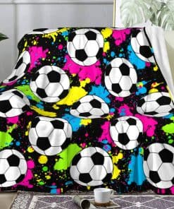 Manta de fútbol suave de franela para cama de niños, niñas,