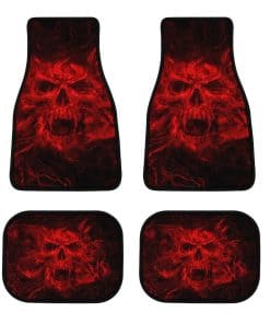 Tapete de Piso para Automóvil con Diseño de Calavera Roja